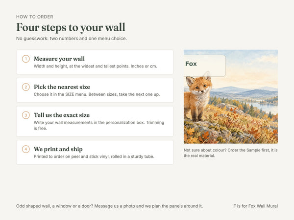 Watercolor F is for Fox Alphabet Wall Mural, image 6