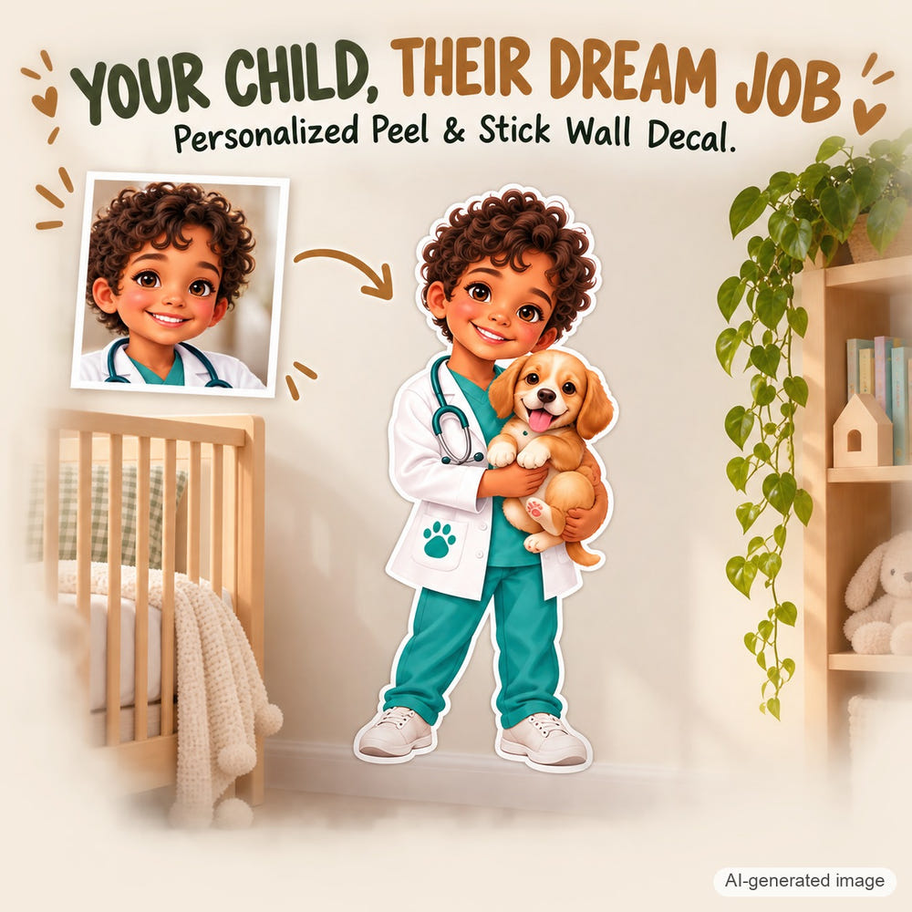 Personalized Veterinarian Wall Decal from Photo, Dream Job Sticker, image 1