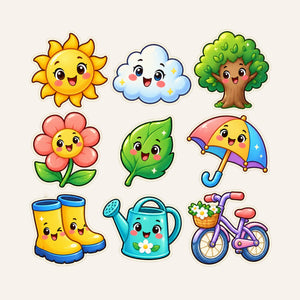 Cute Outdoors Wall Decals, Set of 9, First Words Stickers, image 3