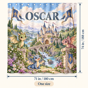 Dragon Castle personalized shower curtain size 71 x 74 inches