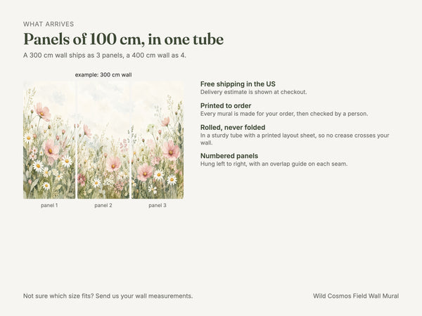 Watercolor Wild Cosmos Field Wall Mural, image 7