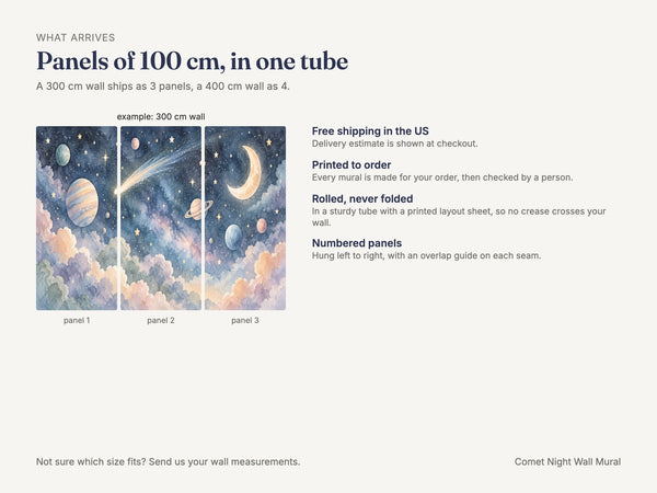 Watercolor Comet Night Wall Mural, image 8