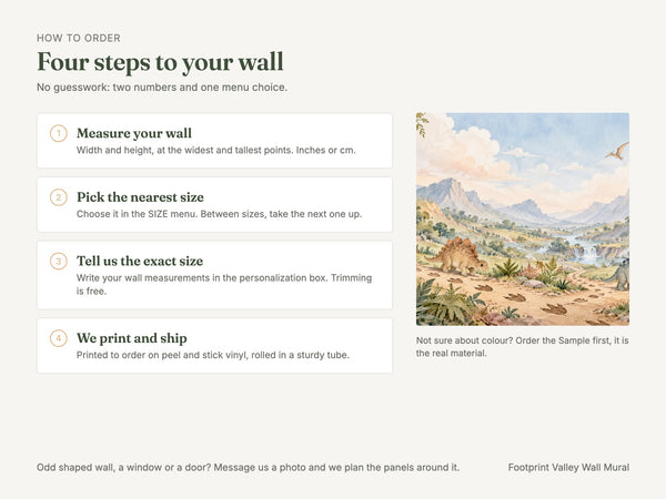 Watercolor Footprint Valley Dinosaur Wall Mural, image 6