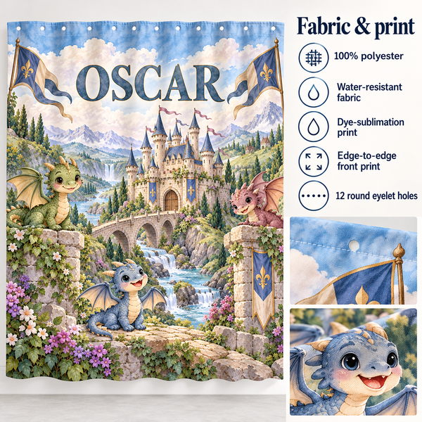 Fabric details: 100% polyester, water-resistant, dye-sublimation print, 12 round eyelet holes