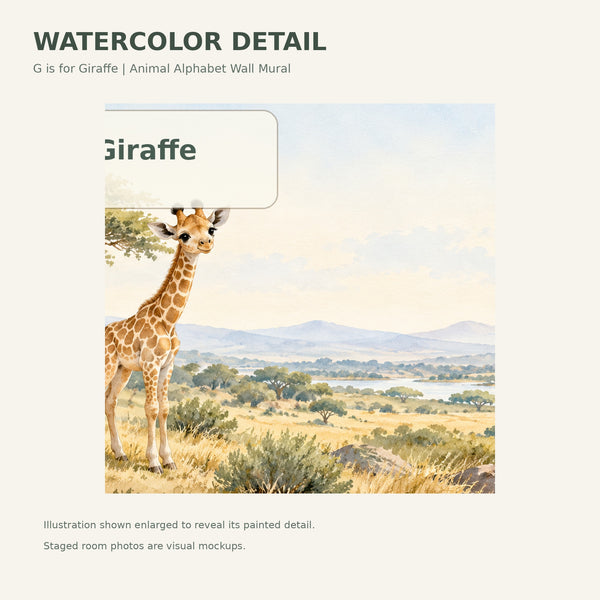 Watercolor G is for Giraffe Alphabet Wall Mural, image 4