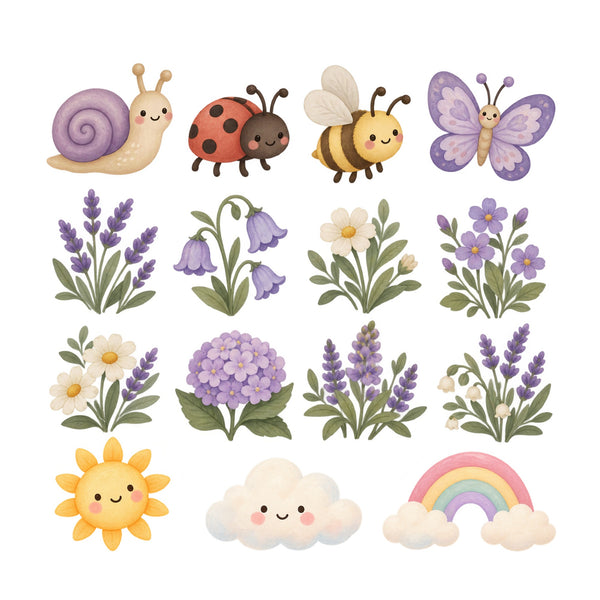 Lavender Garden Wall Decals, Set of 15, image 2