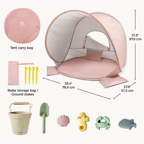 Tiny Land® One-Stop Beach Toy & Tent Set – Blush Pink