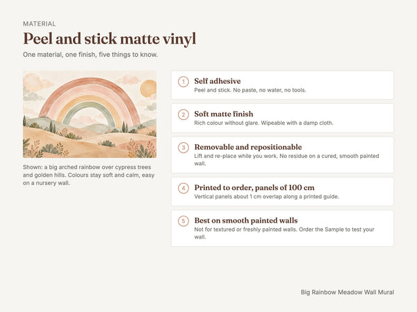 Watercolor Big Rainbow Meadow Wall Mural, image 6
