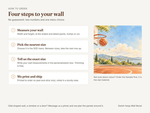 Watercolor Swish Hoop Basketball Wall Mural, image 6