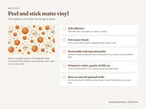 Watercolor Basketball Pattern Wall Mural, image 7