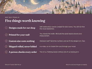 Watercolor Moonlit Castle Fairy Tale Wall Mural, image 10