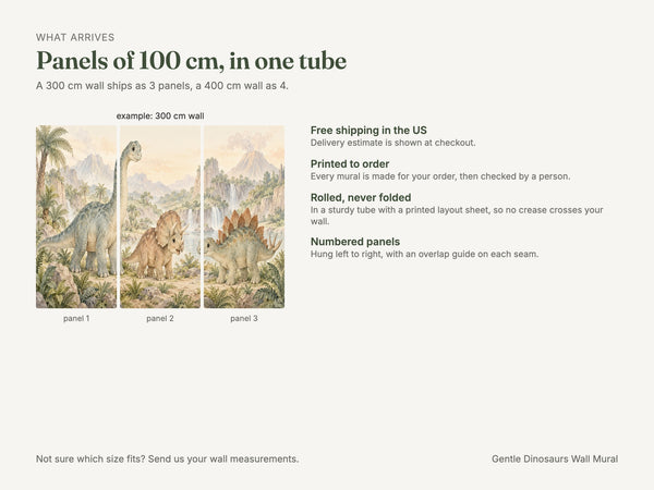 Watercolor Gentle Dinosaurs Wall Mural, image 5