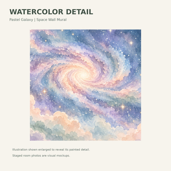 Watercolor Pastel Galaxy Wall Mural, image 4
