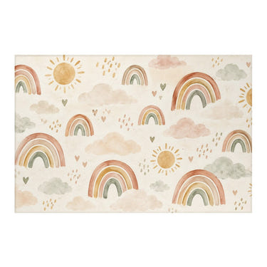 Little Rainbows Pattern kids rug, full view of the printed design