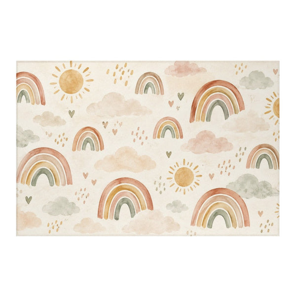 Little Rainbows Pattern kids rug, full view of the printed design