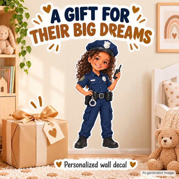 Personalized Police Officer Wall Decal from Photo, Dream Job Sticker, image 9