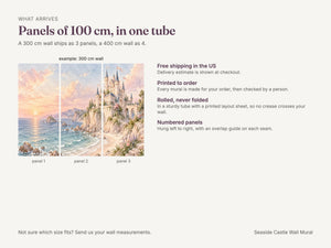 Watercolor Seaside Castle Fairy Tale Wall Mural, image 8
