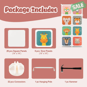 8 Cube Kids Wardrobe Closet with Hanging Section and Doors-8 Cubes White Kids Storage