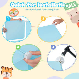 8 Cube Kids Wardrobe Closet with Hanging Section and Doors-8 Cubes Blue Kids Storage