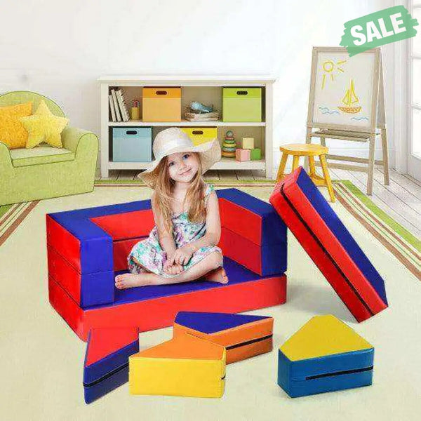 8 Pieces 4-in-1 Crawl Climb Foam Shapes Toddler Kids Playset Multicolor Kids Chairs & Seating