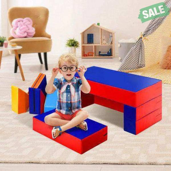 8 Pieces 4-in-1 Crawl Climb Foam Shapes Toddler Kids Playset Multicolor Kids Chairs & Seating
