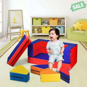 8 Pieces 4-in-1 Crawl Climb Foam Shapes Toddler Kids Playset Multicolor Kids Chairs & Seating