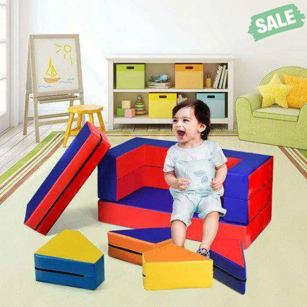8 Pieces 4-in-1 Crawl Climb Foam Shapes Toddler Kids Playset Multicolor Kids Chairs & Seating