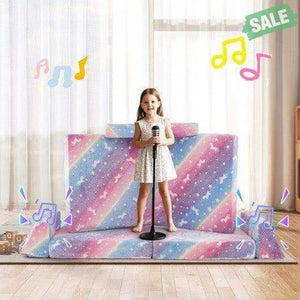 8 Pieces Modular Kids Play Couch Glow in the Dark Toddler Sectional Sofa-Multicolor