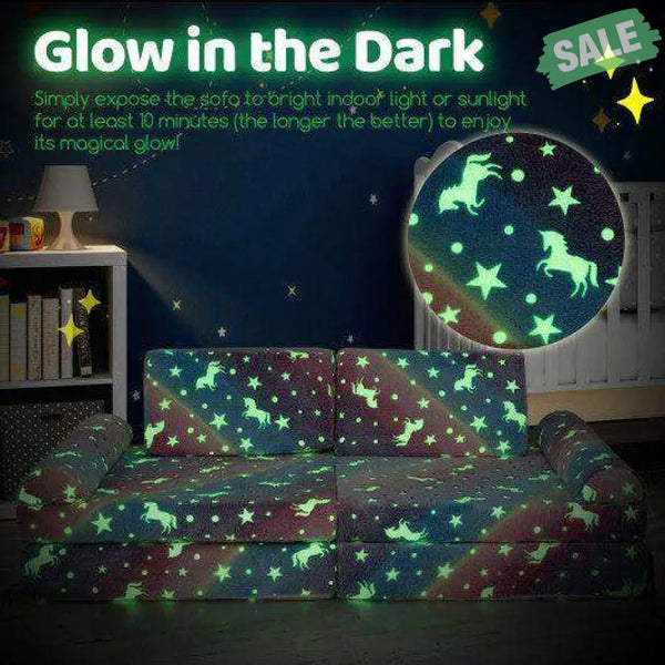 8 Pieces Modular Kids Play Couch Glow in the Dark Toddler Sectional Sofa-Multicolor
