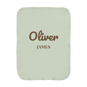 First and Middle Name swaddle blanket in sage
