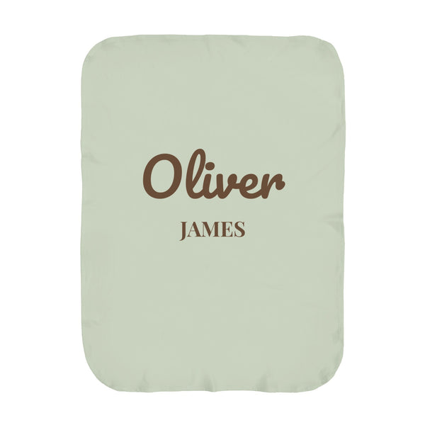 First and Middle Name swaddle blanket in sage