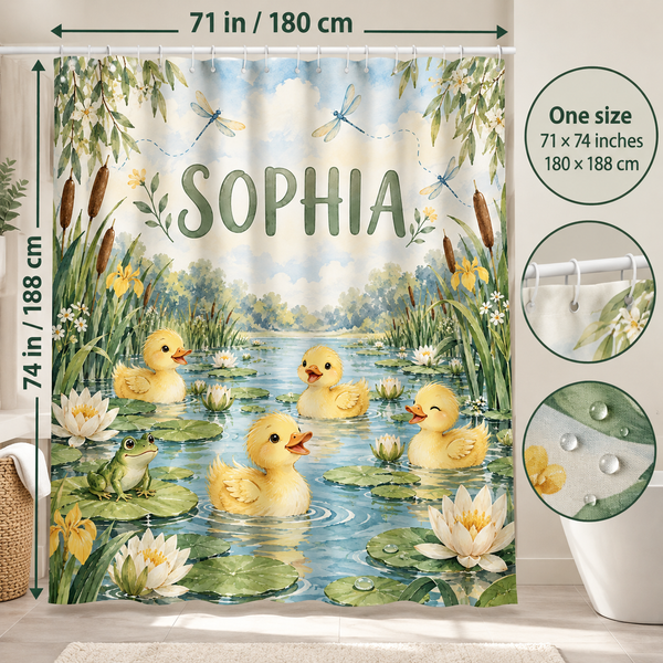 Duck Pond personalized shower curtain size 71 x 74 inches
