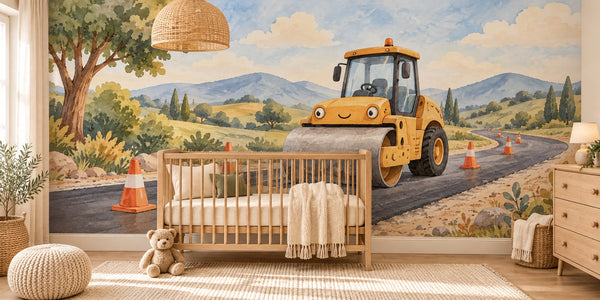 Watercolor Road Roller Wall Mural, image 1