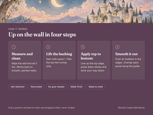 Watercolor Moonlit Castle Fairy Tale Wall Mural, image 9