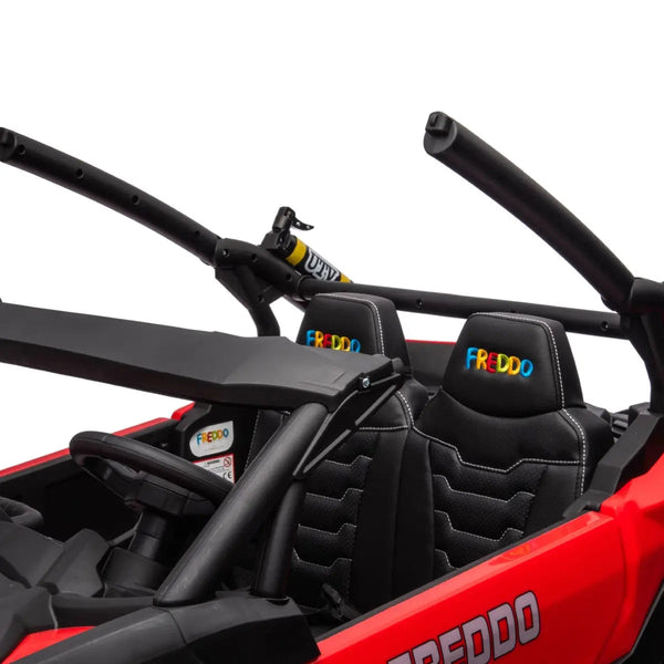 24V 4x4 Freddo Storm UTV 2 Seater ride-on car for kids, shown from angle 14, perfect for outdoor adventures.