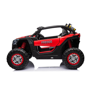 24V 4x4 Freddo Storm UTV 2 Seater ride-on car for kids, shown from angle 3, perfect for outdoor adventures.