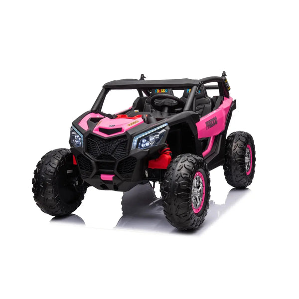 24V 4x4 Freddo Storm UTV 2 Seater ride-on car for kids, angled view showcasing its vibrant design and sturdy build.