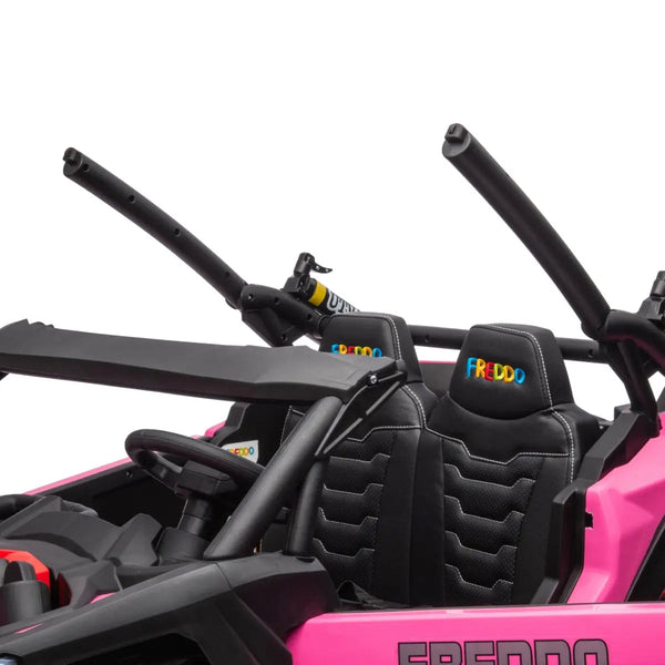 24V 4x4 Freddo Storm UTV 2 Seater ride-on car for kids, angled view showcasing its design and features.