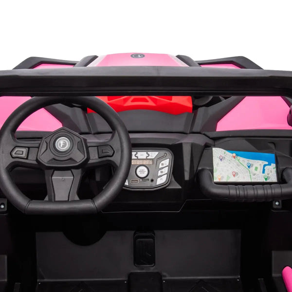 24V 4x4 Freddo Storm UTV 2 Seater ride-on car for kids, shown from angle 21, perfect for outdoor adventures.
