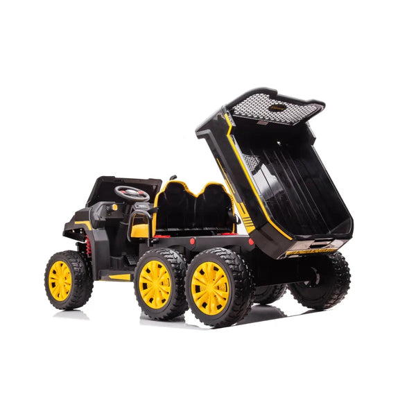 24V Freddo Tractor Trailer 2 Seater Ride-on with Dump Cart and Remote, viewed from angle 24. Perfect for outdoor fun!