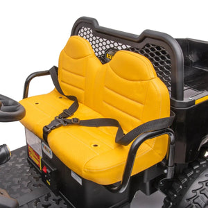 24V Freddo Tractor Trailer 2 Seater Ride-on with Dump Cart and Remote, angled view showcasing fun and safety for kids.