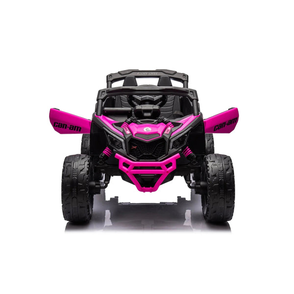 Kids electric ride-on 24V Can-Am Maverick UTV, 1-seater, angled view showcasing fun design and features.
