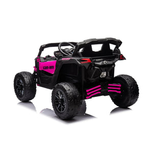 Kids electric ride-on 24V Can-Am Maverick UTV, one-seater, angled view showcasing fun and adventure for toddlers.