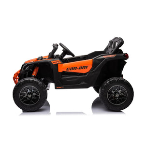 Kids 24V Can-Am Maverick 1-Seater UTV electric ride-on car at a 20-degree angle, perfect for outdoor adventures.
