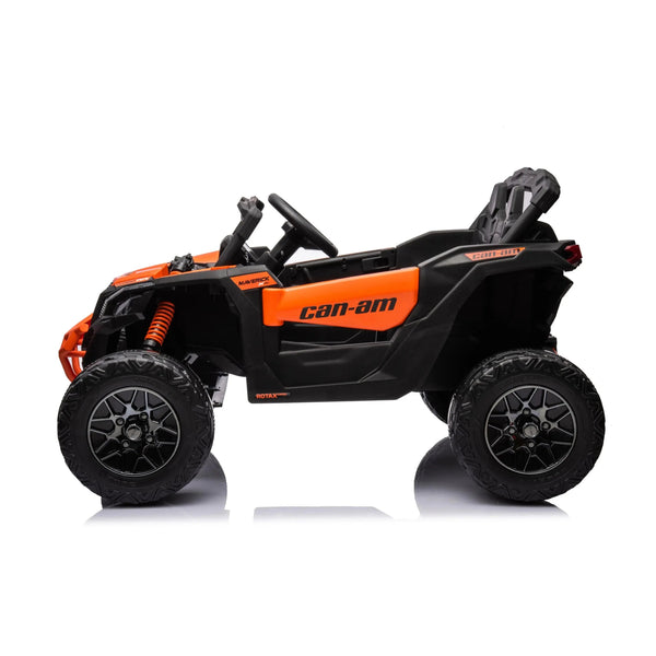 Kids 24V Can-Am Maverick 1-Seater UTV electric ride-on car at a 20-degree angle, perfect for outdoor adventures.