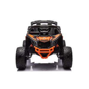 Kids electric ride-on 24V Can-Am Maverick UTV, 1-seater, angled view showcasing fun design and features.