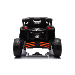 Kids electric ride-on 24V Can-Am Maverick UTV, 1-seater, angled view showcasing fun outdoor adventure.