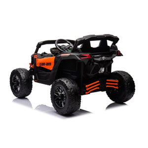 Kids electric ride-on 24V Can-Am Maverick UTV, one-seater, angled view showcasing fun and adventure for toddlers.