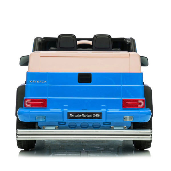 12V Mercedes Maybach G650 Landaulet ride-on car for kids, single seater, angled view showcasing luxury design.