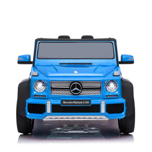 12V Mercedes Maybach G650 Landaulet ride-on car for kids, angled view showcasing luxury design and features.